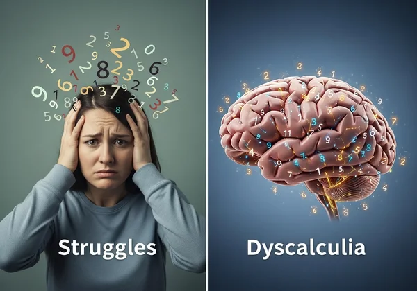 Abstract representation of math struggles vs. dyscalculia