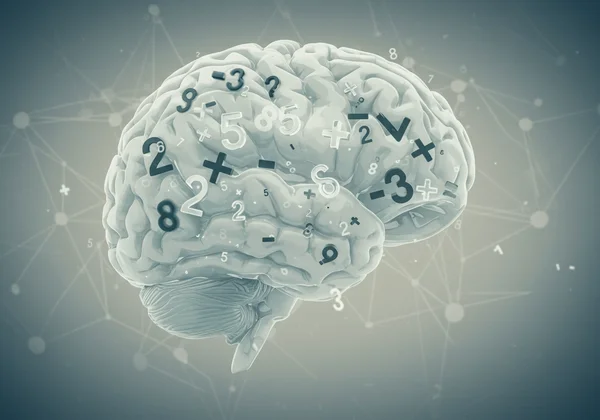 Abstract image of brain struggling with numbers.