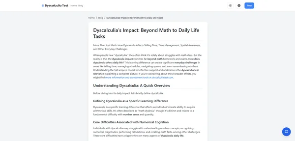 Dyscalculia's Impact: Beyond Math to Daily Life Tasks