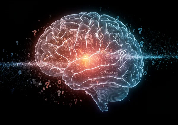 Abstract representation of brain processing numbers