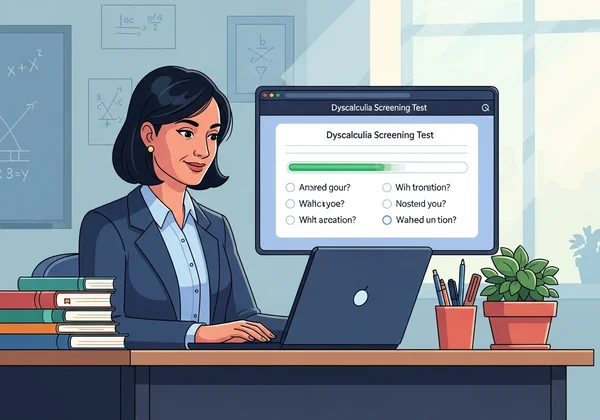 Educator reviewing online dyscalculia screening
