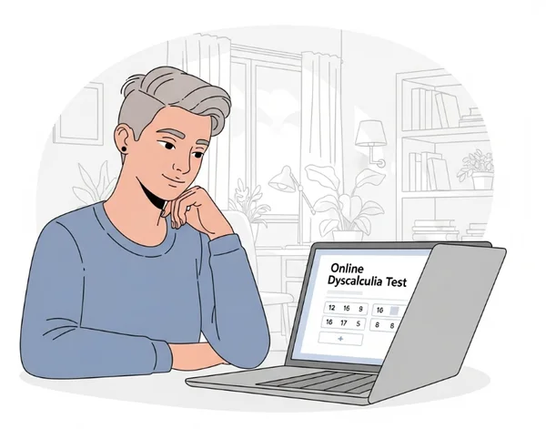 Person nimmt online an einem Dyskalkulie-Test teil, um sie zu verstehen.