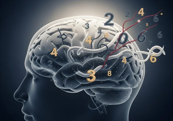大脑处理数字和数学信息困难的示意图