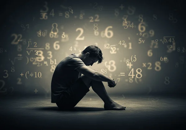 Person feeling low self-esteem due to math struggles.
