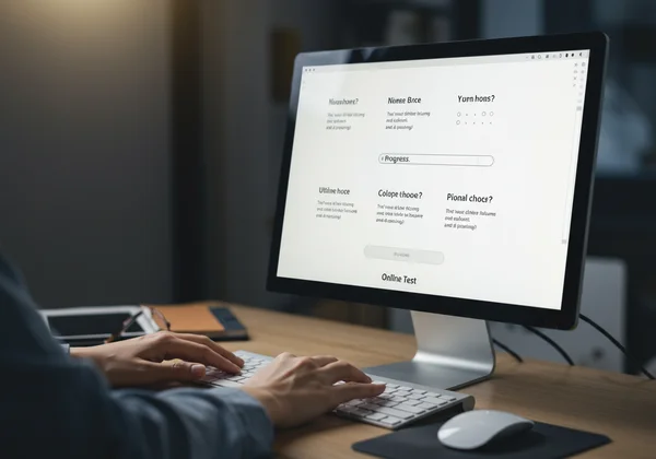 Person taking an online dyscalculia screening test.