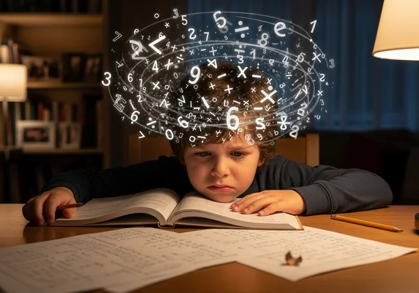 Enfant frustré par les mathématiques, les chiffres le confondant
