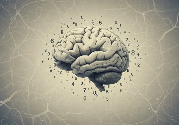 Abstract representation of a brain with numbers swirling