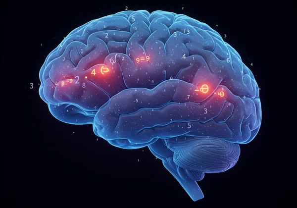 Brain scan showing differences in numerical processing