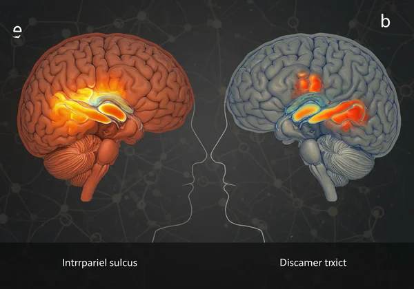 Brain scans showing differences in numerical processing areas